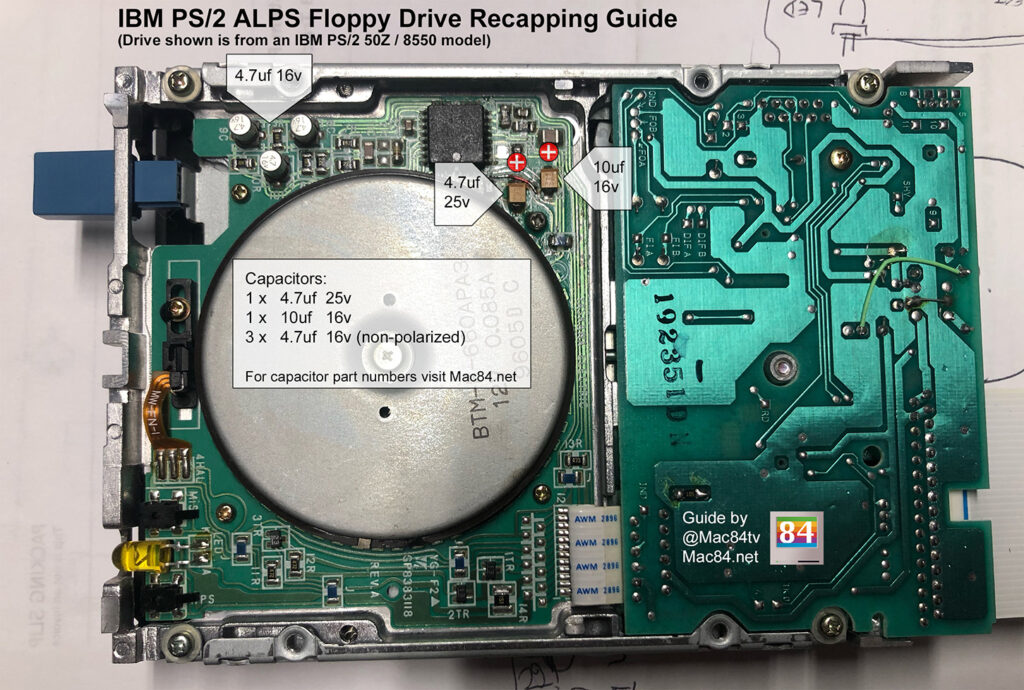 Recapping Guide Diagram for Floppy Drive
